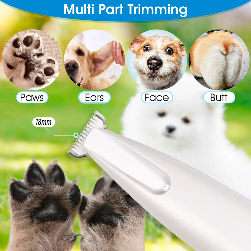 Upgrade Dog Paw Trimmer,Waterproof Rechargeable Pet Paw Trimmer,Dog Clippers with LED Light,Low Noise Pet Shaver for Dogs Cats - PawsPlanet Australia
