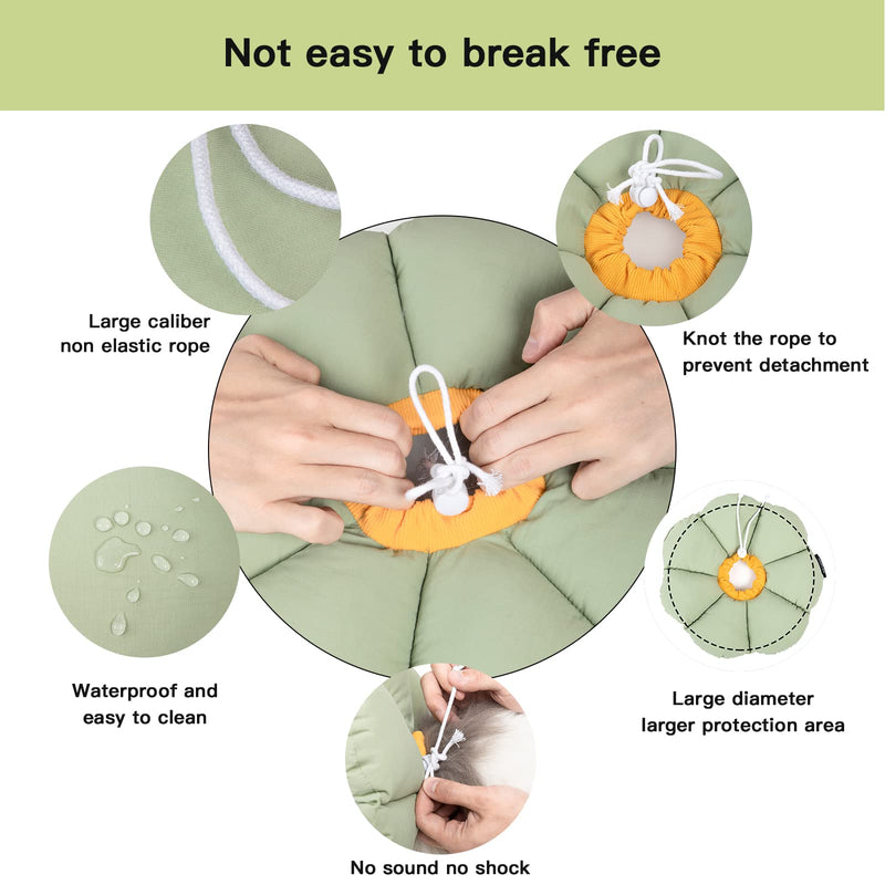 Cat Cone Collar Soft,Cute Adjustable Waterproof Cat Recovery Collar,Anti-Bite Lick Wound Healing Safety Cone For Cats,Green Flower All-Season Style(M)… Green Flower M(Neck: 6.5-10.5 in)