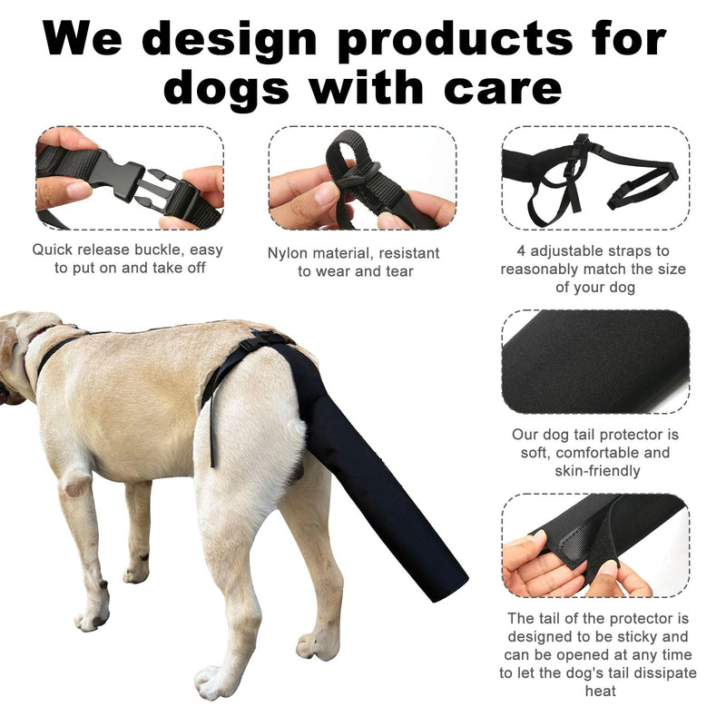 Dog Tail Protector, Dog Tail Guard Dog Tail Cover for Wounds Black Dog Harness with Tail Guard Dog Tail Protector Sleeve (Size L) - PawsPlanet Australia