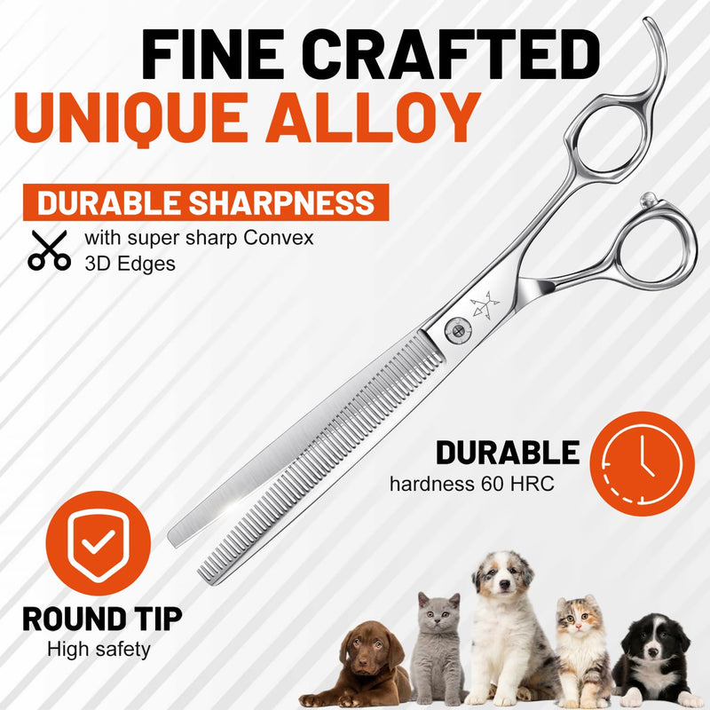 High-end Professional Dog Grooming Thinning Scissors Teeth Cutting Blending Shears Pet Texturizing Shears 7.5 Inch Extremely Very Sharp Stainless Steel Alloy For Cat Other Animals Groomer 7.5inch Thinning Shears - PawsPlanet Australia
