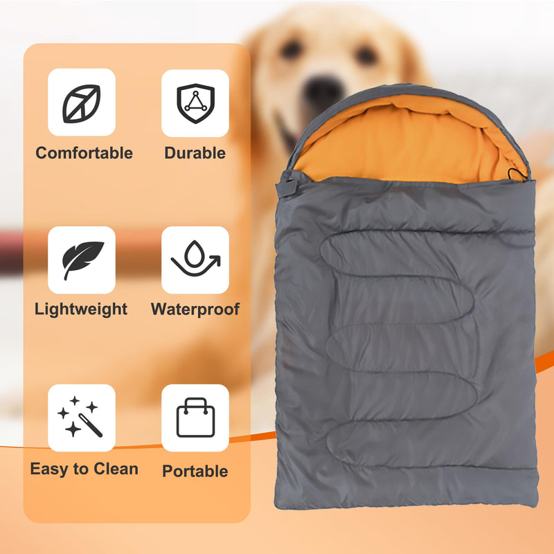 OROOTL Dog Sleeping Bag with Storage Bag, Portable Waterproof Warm Bed for Pets Traveling Camping Hiking Backpacking Puppy Sleeping Bag Indoor Outdoor Cold Weather Pet Gear Orange - PawsPlanet Australia