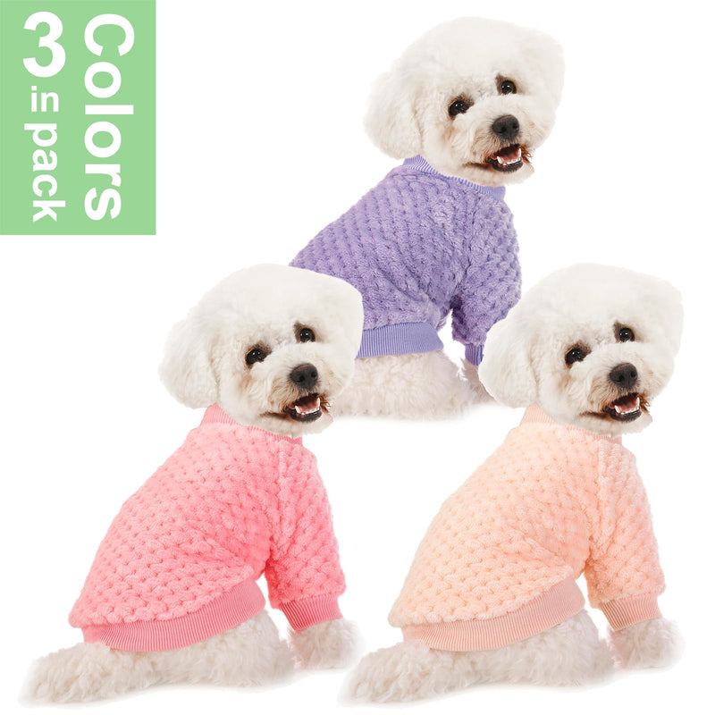 POMIU Dog Sweater, Dog Sweaters for Small Medium Dogs or Cat, Warm Soft Flannel Pet Clothes for Dogs Girl or Boy, Dog Shirt Coat Jacket (Peach+Purple+Rose, Medium) Peach+Purple+Rose - PawsPlanet Australia