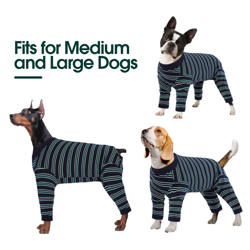 Kuoser Dog Surgery Suit Female Spay, Soft Dog Pajamas, Long Sleeve Dog Recovery Suit, Dog Clothes Onesie for Surgery, Pet Neuter Spay Bodysuit Apparel with Zipper, E-Collar & Cone Alternative Medium Navy - PawsPlanet Australia