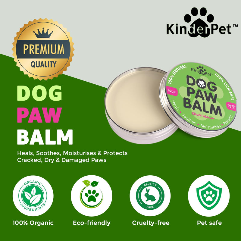 Dog Paw Balm Heal Soothe Moisturise Protect Cracked Dry Damaged Paws Lick-Safe 100% Organic All Natural Ingredients Made in the UK 60g - PawsPlanet Australia