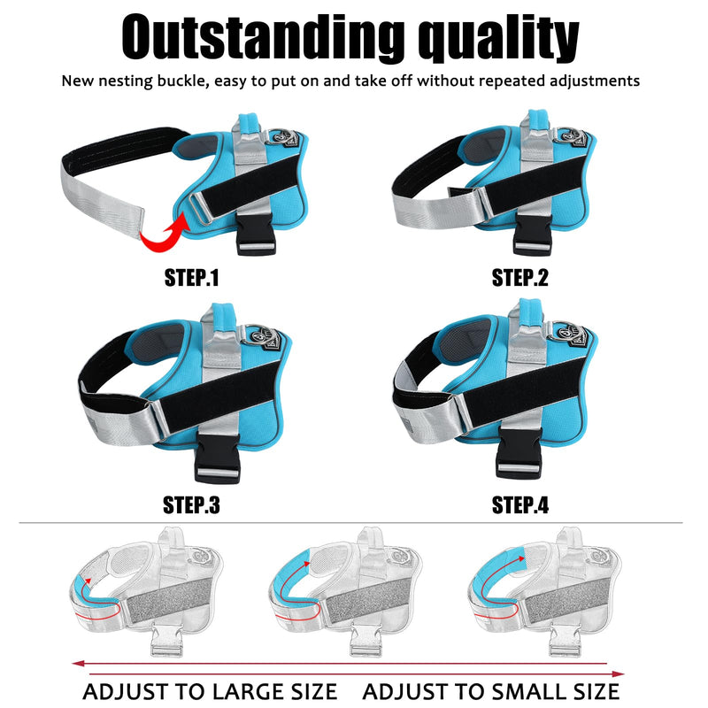 Bolux Dog Harness, No-Pull Reflective Dog Vest, Breathable Adjustable Pet Harness with Handle for Outdoor Walking - No More Pulling, Tugging or Choking (OceanicBlue, Large (Pack of 1)) Large (Pack of 1) OceanicBlue - PawsPlanet Australia