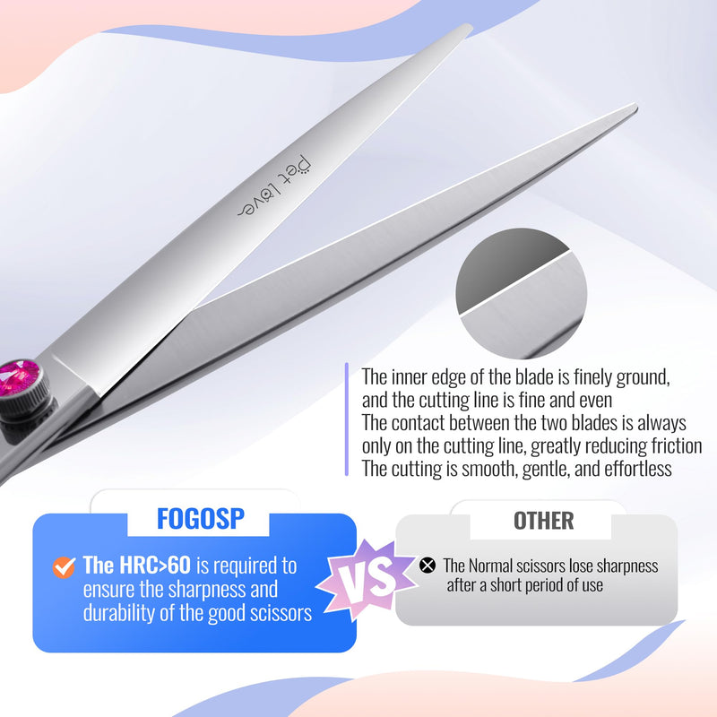 Straight Dog Grooming Scissors 7.0'' Professional Dog Hair Shears Pet Cat Japan 440C Grooming Scissors for Small Dogs Super Sharp (7.0'',Straight) Straight Shears 7.0 inch Purple Diamond - PawsPlanet Australia