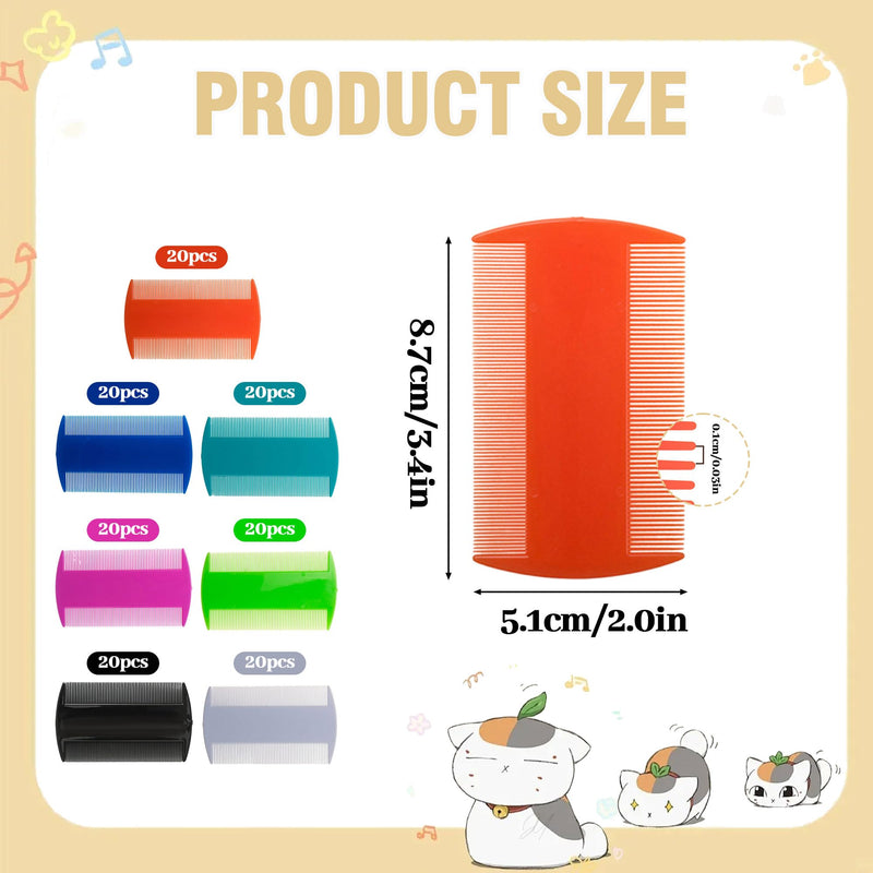 140 Pcs Flea and Tick Grooming Tool Bulk- Double Sided Comb for Cats Dogs Lice and Tick Comb for Small Pets, Kittens and Puppies (7 Colors) - PawsPlanet Australia