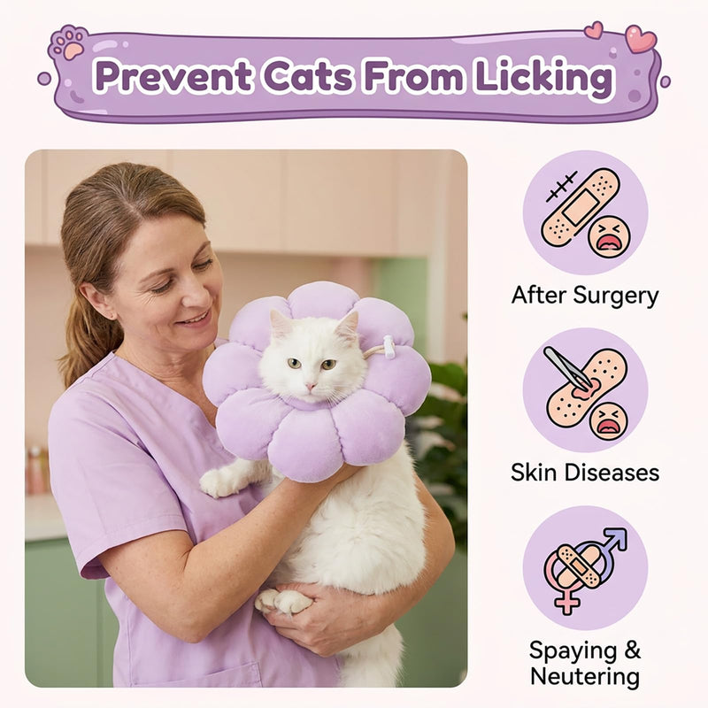 Cat Cone Collar, Adjustable Cat Recovery Collar, Cute Waterproof Cats Recovery Collars Soft Lightweight Cone Collars for Cats After Surgery