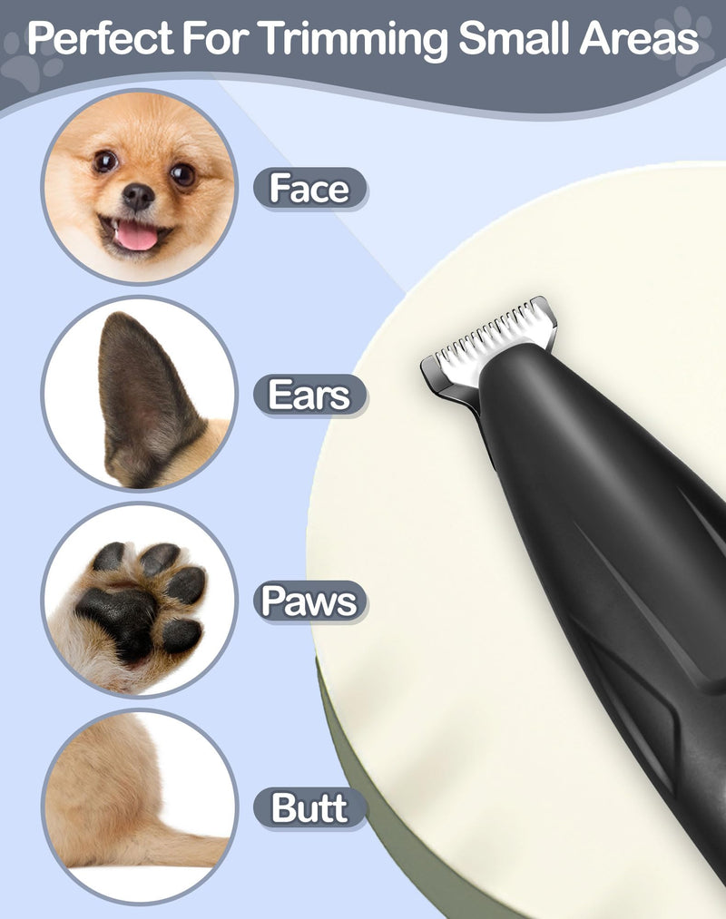 Dog Clippers for Grooming, 2 Speed Low Noise Cordless Dog Paw Trimmer, Rechargeable Small Pet Hair Trimmer for Grooming, Cat Hair Clippers Shaver for Paws, Eyes, Ears, Face, Rump (Black) Black - PawsPlanet Australia