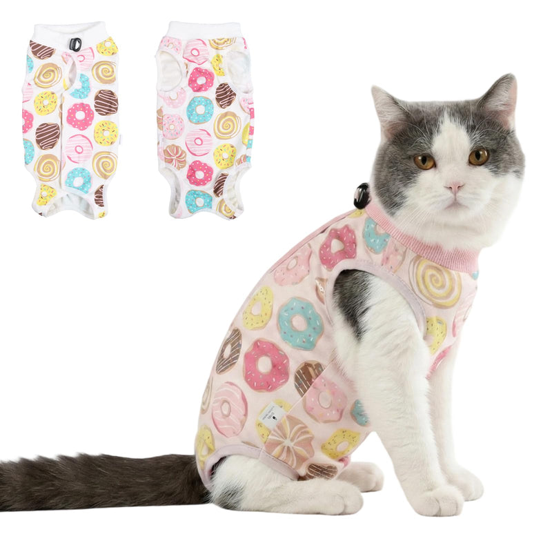 Cat Recovery Suit After Surgery, Anti Licking Onesie Postoperative Shirt for Female Spay Male Neuter, Soft Breathable Bodysuit Pajamas for Abdominal Wound Kitten E-Collar & Cone Alternative Donut M