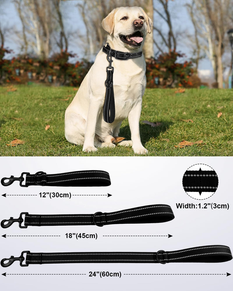 Joytale Strong Short Dog Leash 18 Inch, 1.2 Inch Wide Heavy Duty Traffic Leash for Dogs with Padded Handle, Short Leash for Dog Training Control, Reflective Leashes for Medium and Large Dogs, Black