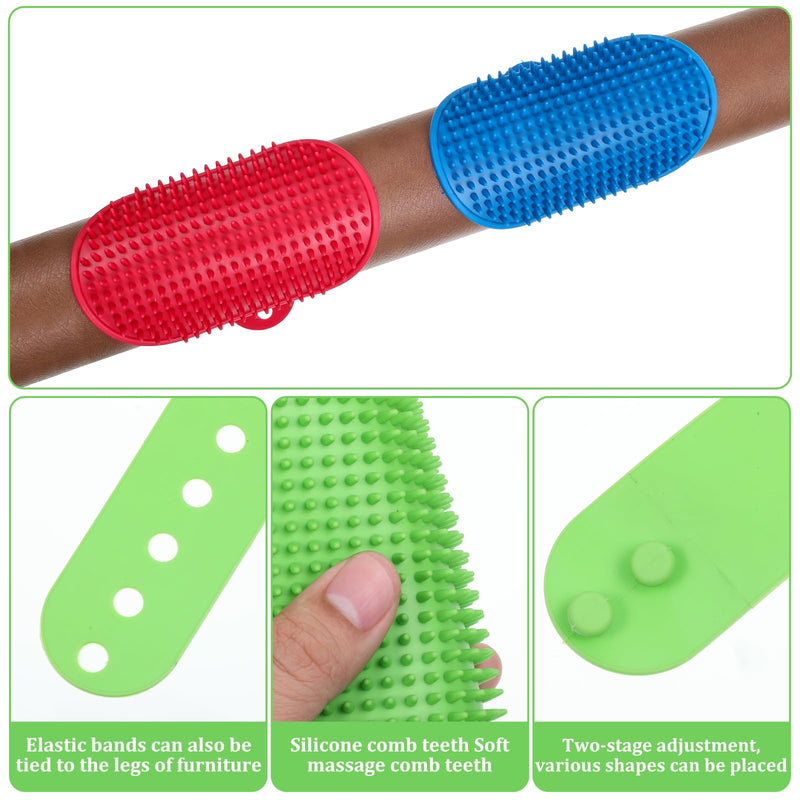 4 Pcs Cat Face Scratcher Silicone Grooming Strap Pad Cat Self Groomer Brushes Rubber Cats Massager for Indoor Climbing Frames Table Leg Cats Face Scratcher Adjustable - PawsPlanet Australia