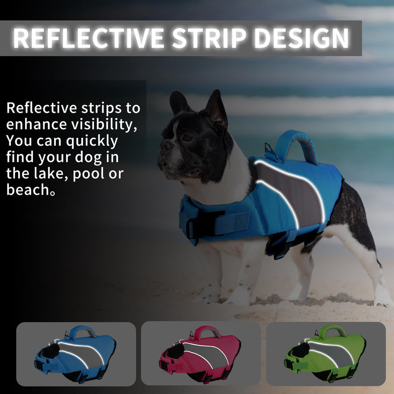 Doglay Dog Life Jacket, Swimming Safety Vest with Rescue Handles and Reflective Stripes, High Visibility Dog Life Vest for Boating, Heavy Duty Pet Safety Vest for Small Medium and Large Dogs. S :16.1"-20.9" (Ribcage Girth)- Single Handle Blue+Gray - PawsPlanet Australia
