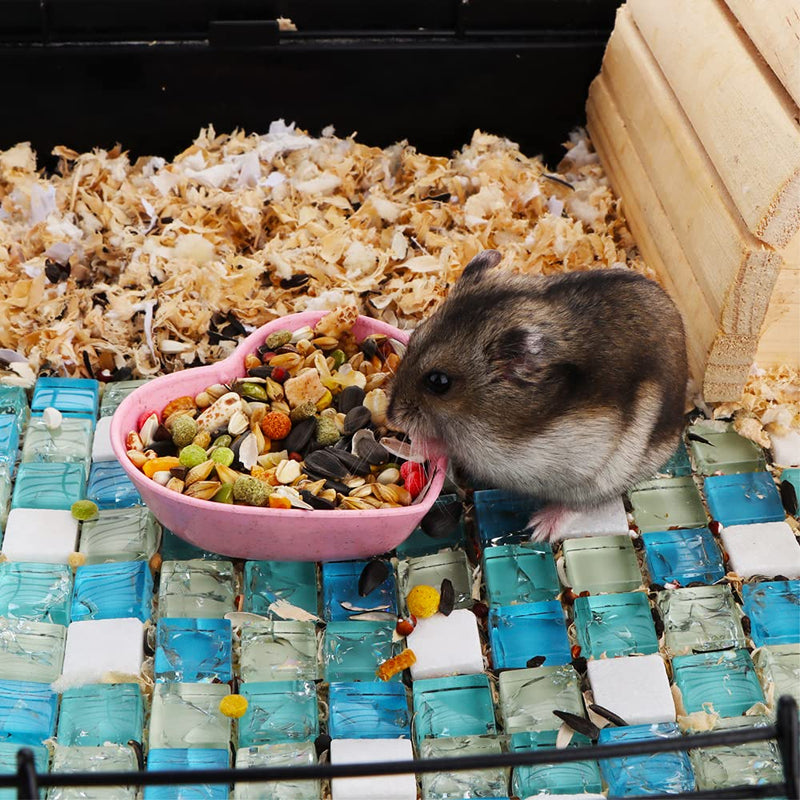 3 Pack Hamster Food Dish Small Cute Shape Food Bowl for Hamster Hedgehog Small Animals (Green, Blue and Pink)