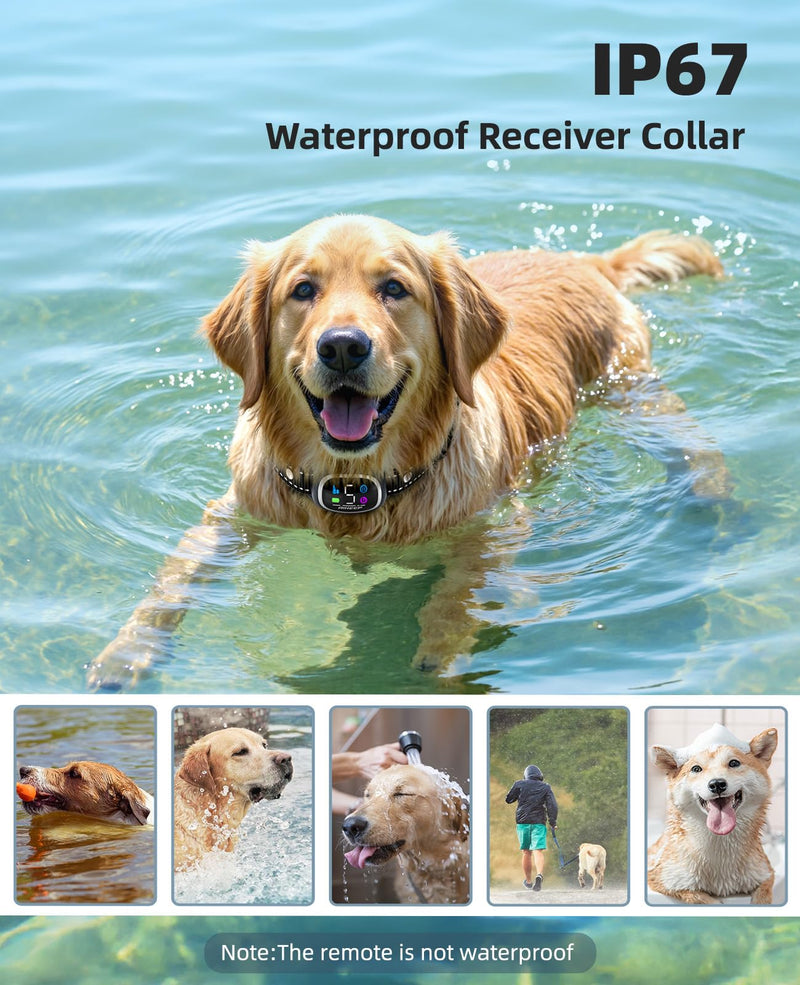 2-in-1 Dog Shock Collar and Bark Collar for Dogs – 3300FT Dog Training Collar with Remote, IP67 Waterproof e Collar with Anti-Bark/Beep/Vibration/Shock Modes for Small Medium Large Dog(8-120Lbs) Black - PawsPlanet Australia