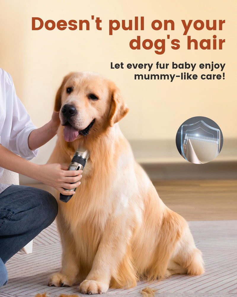 2 in 1 Dog Grooming Kit, Low Noise Rechargeable Dog Clippers for Grooming, Cordless Dog Grooming Clippers and Dog Paw Trimmer, Dog Shavers for Grooming Small Dogs Cats Animals Gold