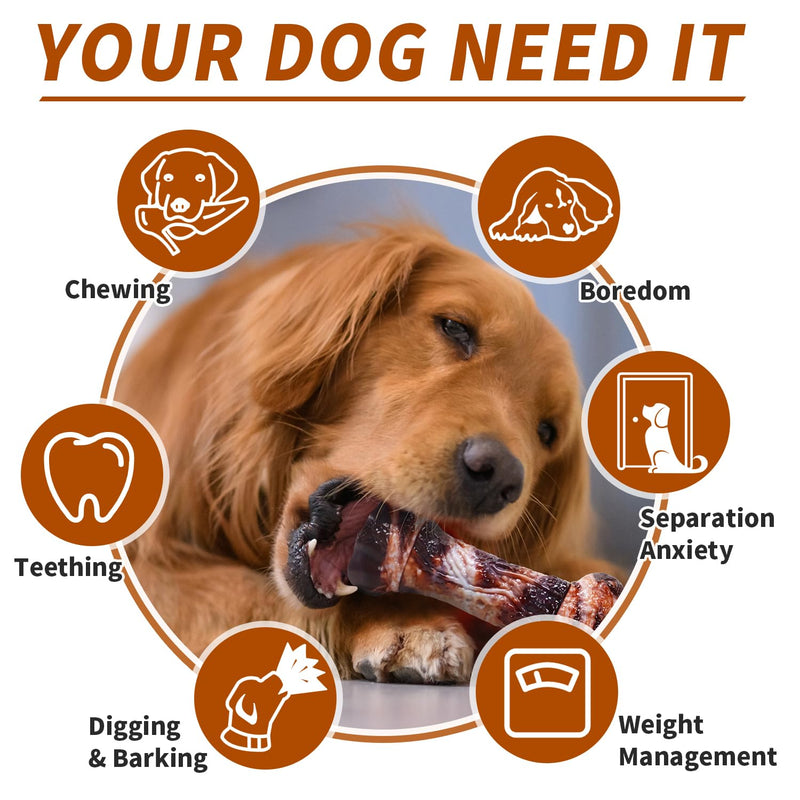 Dog Toys for Aggressive Chewers - Long-Lasting Nylon Chew Bones, Indestructible Toys for Medium to Large Breeds, Teething Toys to Keep Them Busy (Brown) Brown - PawsPlanet Australia