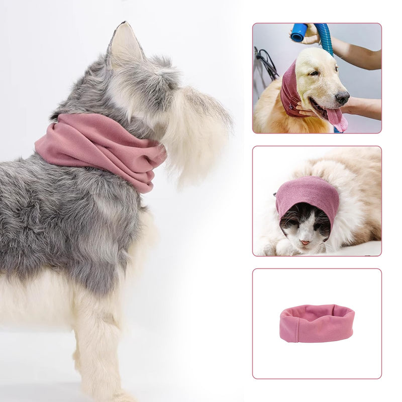 Pink Calming Hood for Pets – Adjustable Grooming Snood for Travel & Vet Visits, Soft Hoodie Ear Protector, Earmuffs Headband for Cats and Small Animals