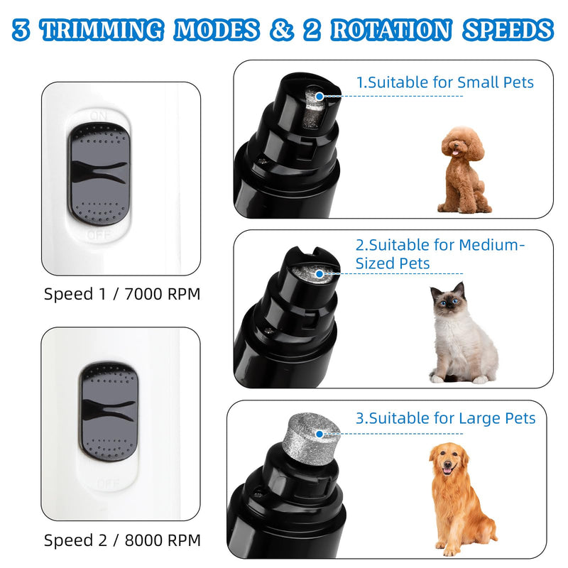 2-Speed Silent Groom Pro Nail Grinder, Rechargeable Quiet Dog Nail Trimmer, Gentle Electric Pet Nail Grinder Tool for Medium Small Dogs & Cats - PawsPlanet Australia