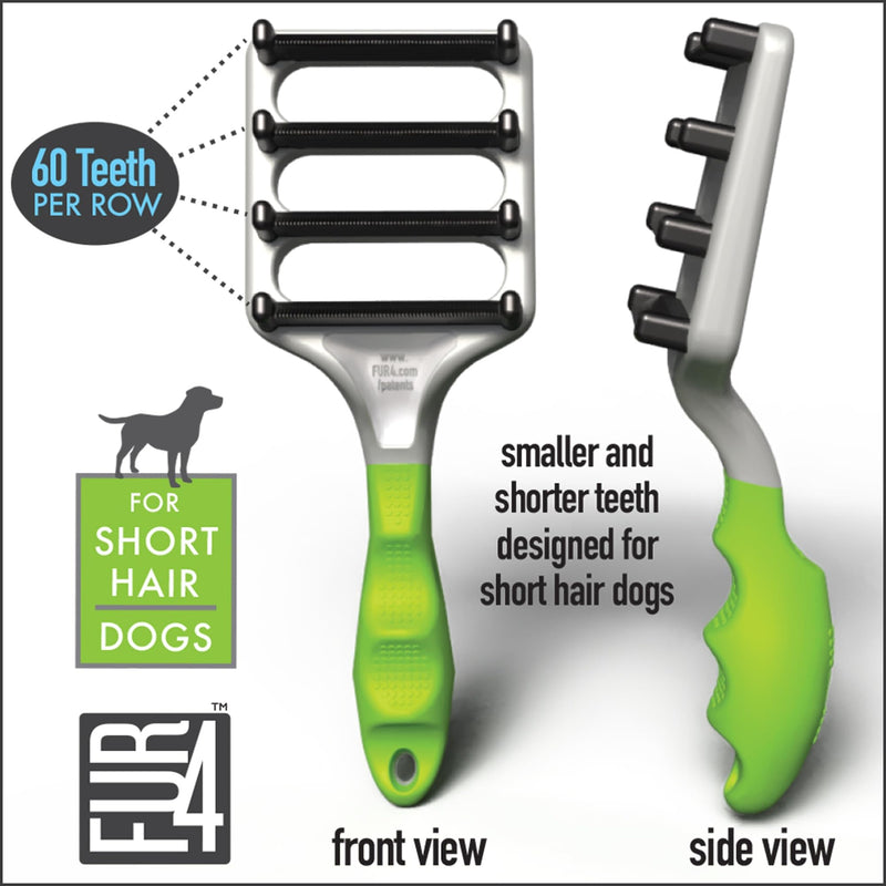 FUR4 deShedding Dog Brush for Short Hair Dogs – Pet Hair Brush with 4 Carbon Fiber Edges – deShedding Tool Removes Loose Fur – Gentle & Effective Dog Grooming Brush for Shedding - PawsPlanet Australia
