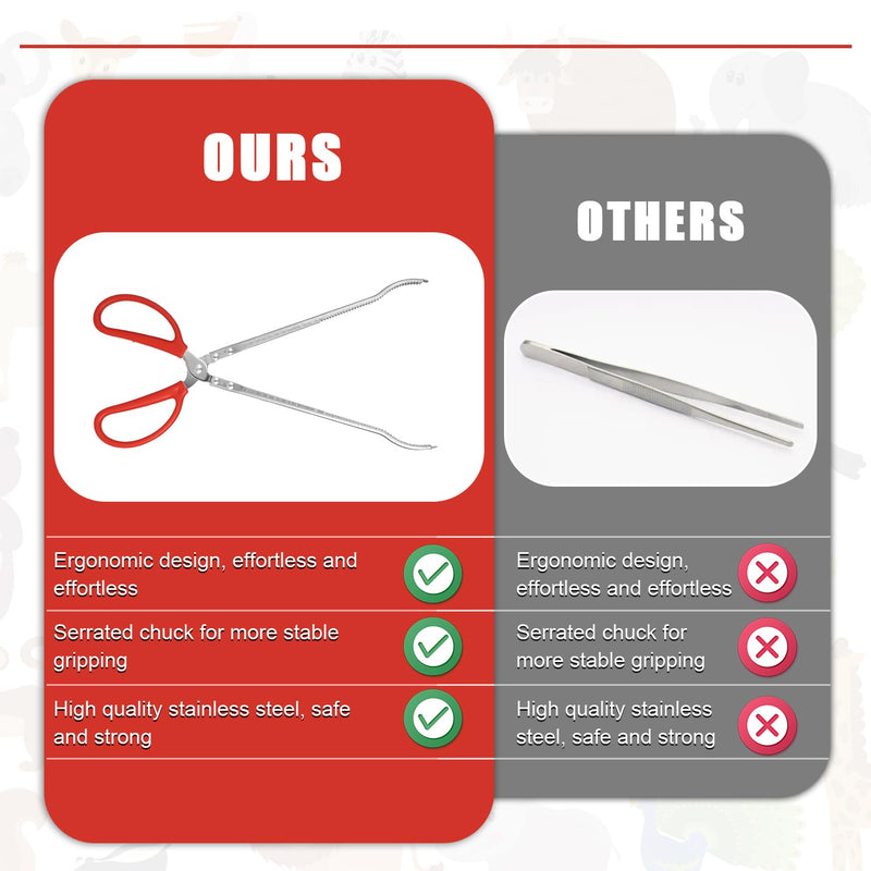 Reptile Feeding Tongs, 15 Inch Snake Feeding Tongs Anti-Skid Easy-Grip Extra Long Tweezers for Terrarium Corn Ball Python Accessories Axolotl Bearded Dragon Feeding Supplies - PawsPlanet Australia