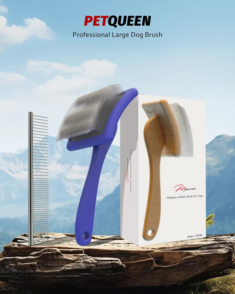 Dog Slicker Brush, Large Dog Brush, Professional Doodles Brush, for Poodles, Goldendoodles and Labradoodles, Easy to Remove Tangles, Mats and Fluff, Blue