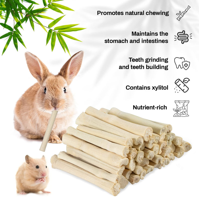 Sukh 240g Sweet Bamboo Chew-Sticks - Natural Rabbit Bamboo Sticks Small Animal Chew Sticks Sweet Bamboo Chew Toy Bunny Molar Treats Atural Teeth Grinding Toys for Squirrel Guinea Pigs Chinchilla