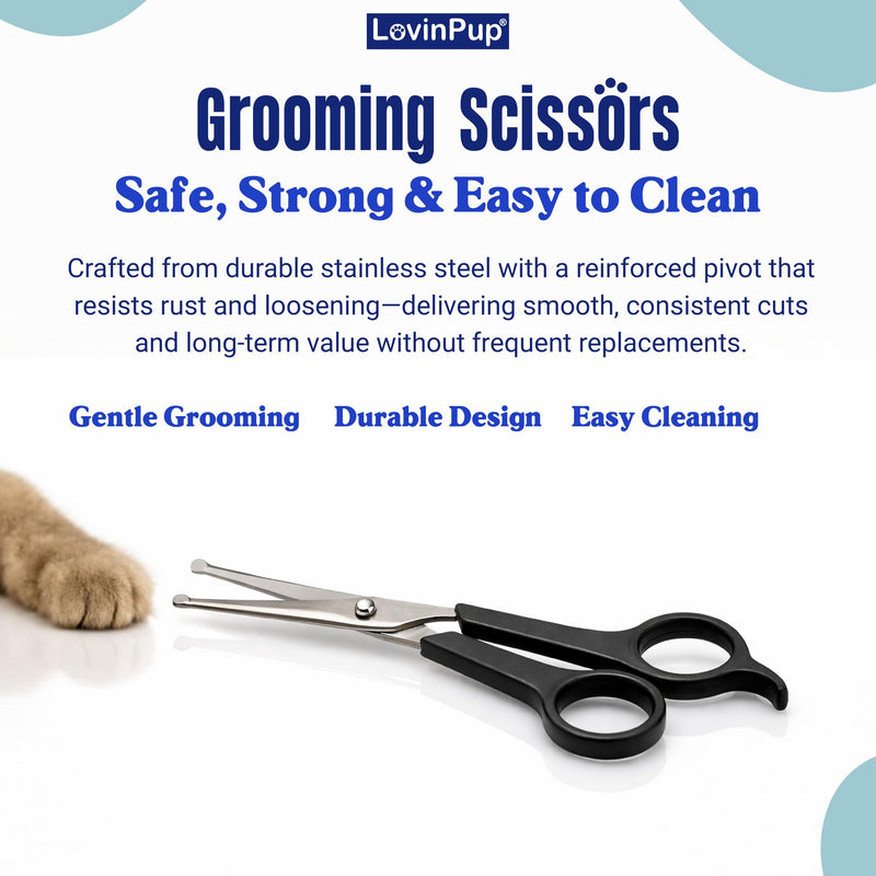 Dog Grooming Scissors Set – Rounded Tip Pet Grooming Shears for Safe Facial and Body Trims – Sharp, Stainless Steel Blades for Smooth Cutting – 2-Pack Pet Grooming Scissors for Dogs and Cats - PawsPlanet Australia