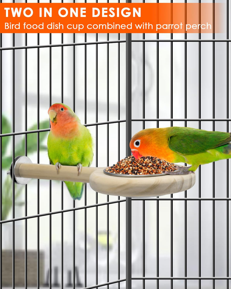 KATUMO Bird Perch Bird Feeding Cup Parrot Wood Perch Stand Toy Bird Cage Accessory for Parakeet Lovebird Conure Budgie Canary Finch Small Parrots L Perch - PawsPlanet Australia