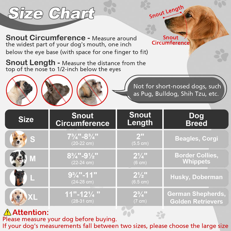 Dog Muzzle for Small Medium Large Dogs, Air Mesh Breathable and Drinkable Pet Mouth Guard for Anti-Biting Chewing Scavenging (Black,L) - PawsPlanet Australia