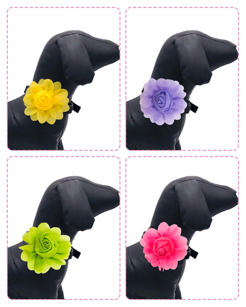 PET SHOW Valentines Small Dogs Flower Charms Slide Collar Accessories for Medium Large Dogs Cat Puppies Rabbit Pigs Collars Bows Grooming Supplies D 3.4"