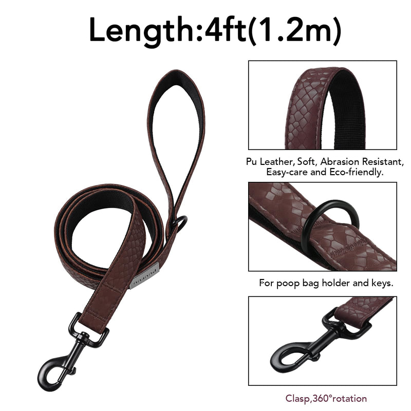 Dog Collar and Leash Set,Adjustable Durable Dog Collars with Lock Buckle,Soft Leather Pet Collars for Medium,Large Dogs,Mocha mocha - PawsPlanet Australia