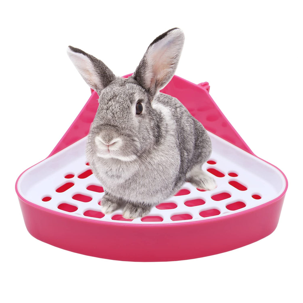 Rabbit Litter Box Toilet Bunny Corner Litter Pan Pet Toilet Potty for Guinea Pigs Hamster Chinchilla Ferret Rabbit Small Animal (Pink) Pink