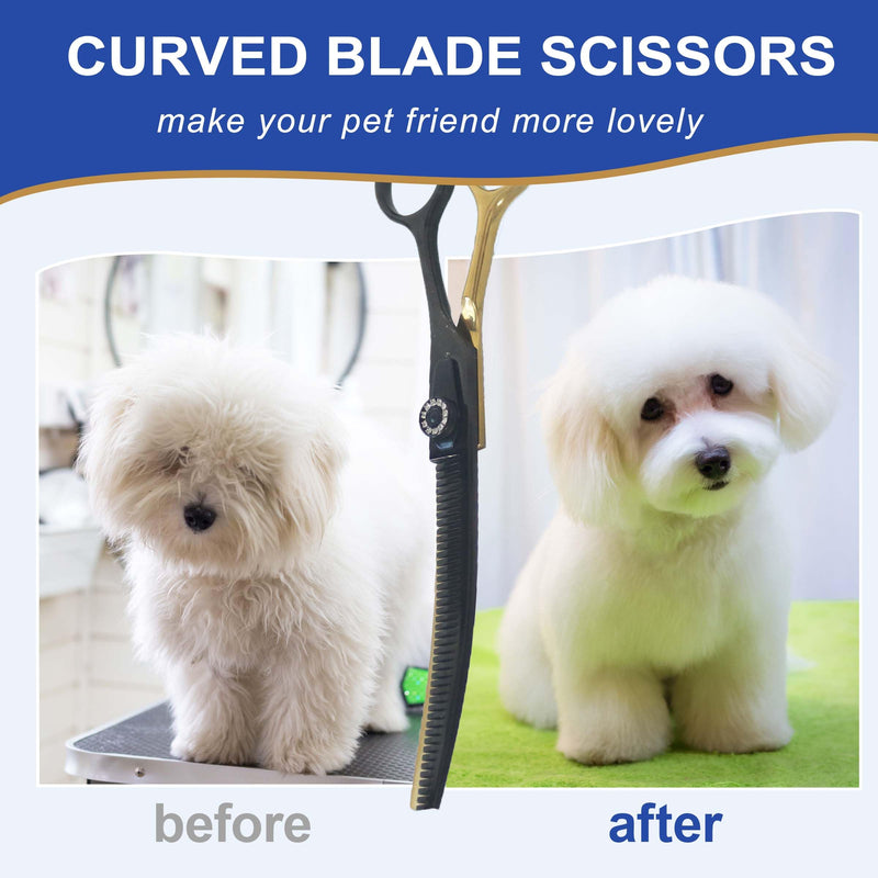 7" Curved Thinner Dog Scissor, Curved Fluffer Scissors, 43 Teeth, 50% Thinning Rate, Professional Pet Shear for Groomer, Ergonomic Dog Grooming Scissor, Dogs Shear for Grooming to remove bulk quickly - PawsPlanet Australia