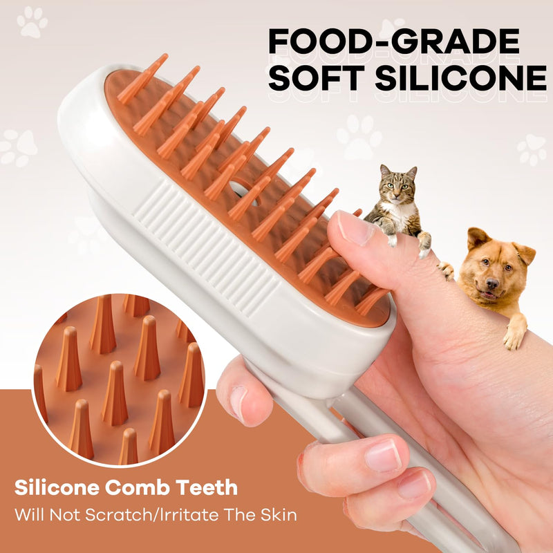 Cat Steam Brush for Shedding, 4 in 1 Rechargeable Steam Brush for Cats and Dogs, Anti-Static, Massage, Cleaning, Shedding & Combing All In One! - PawsPlanet Australia