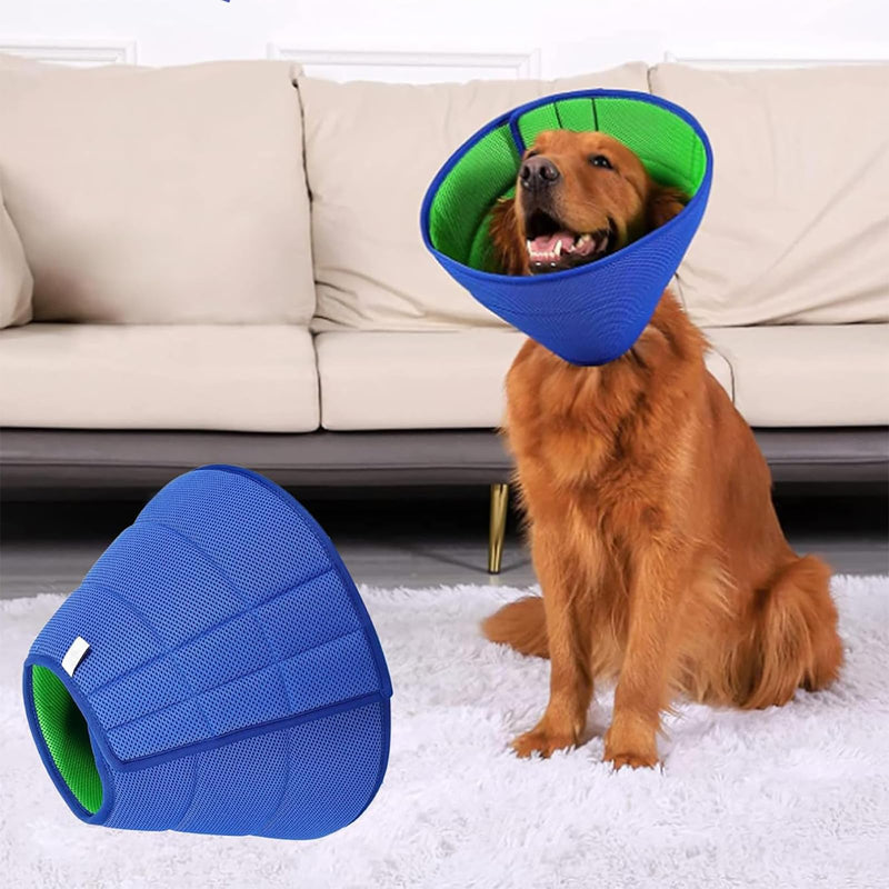 Soft Dog Cone Recovery Collars & Cones After Surgery for Small,Medium Large Dogs,Adjustable Breathable Dog Cone Collar,Protect Pets from Licking Wounds,Soft and Comfortable, Reduce Anxiety (Blue, L) blue