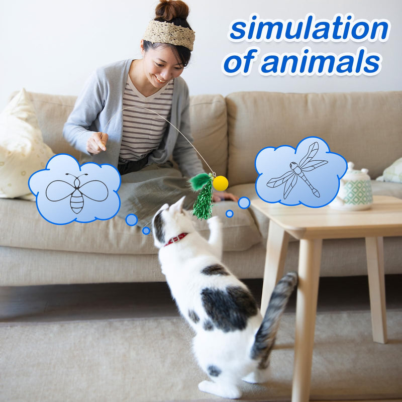 Cat Toys Interactive for Indoor Cats,Cat Wand Toys, Flexible Steel Wire and A Pack of Cat Feather Toys Cat Teaser Toy Refills, Cat Wire Toy for Indoor Bored Cats Play Chase Gifts and Exercise Yellow - PawsPlanet Australia