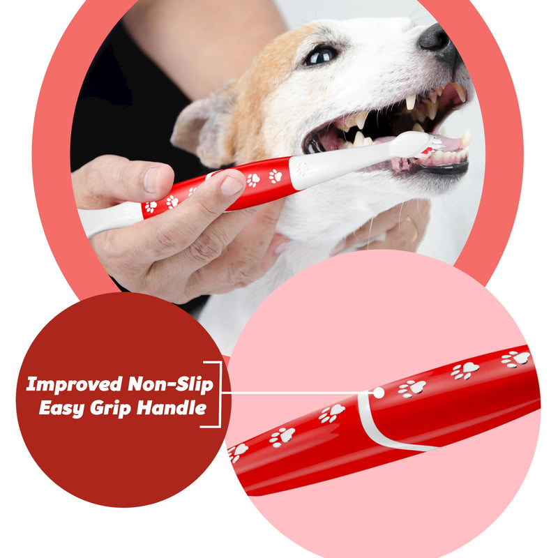Pet Toothbrush for Dogs, Cats with Soft Bristles - Easy Teeth Cleaning & Dental Care, Non Slip Dual Head Dog Toothbrush for Medium & Large Pets, Toothpaste Not Included (Pack of 2(Blue & Pink))