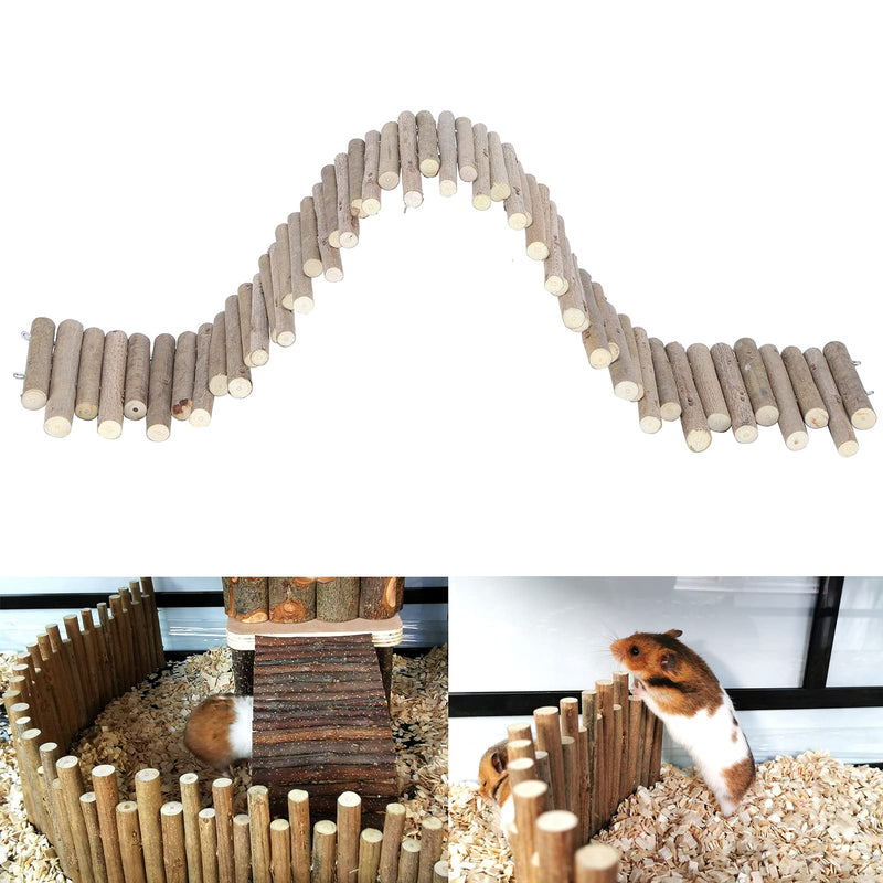 Flexible Hamster Wooden Bridge, 11.8In Hamster Fence, Hamster Cage Decor And Platforms, Hamster Cage Accessories (11.8In)