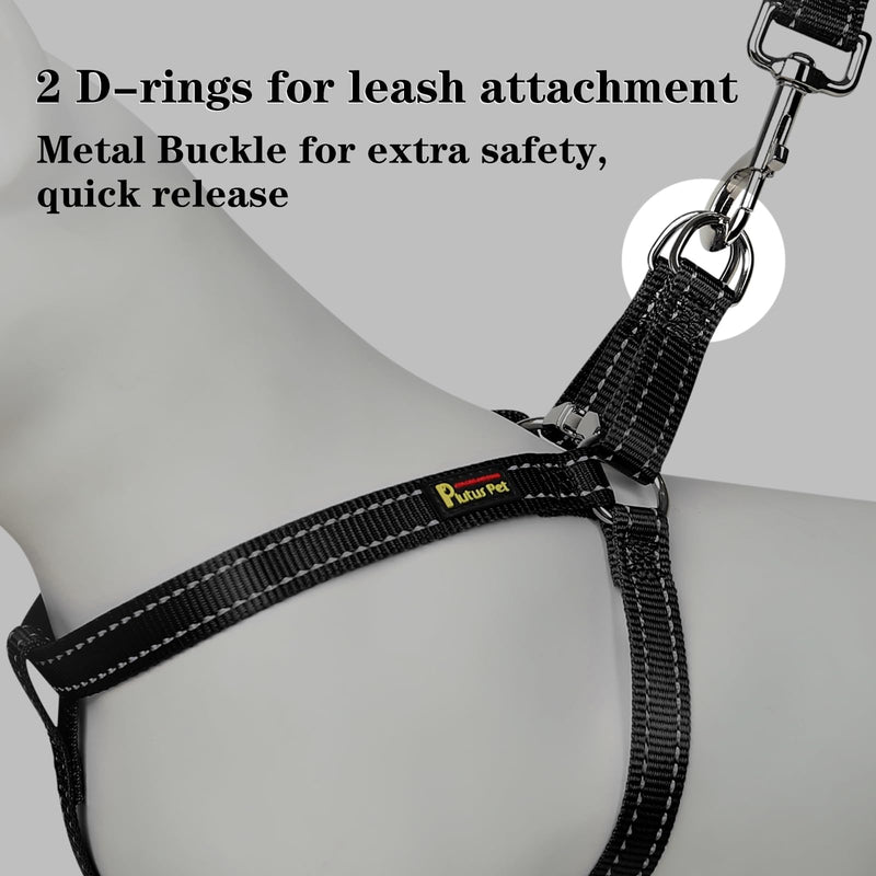 Plutus Pet Step in Dog Harness, Reflective, Adjustable, and Secure with Metal Buckles, Quick Fit Dog Harness for Puppy, Small, Medium and Large Dogs, Black, L - PawsPlanet Australia