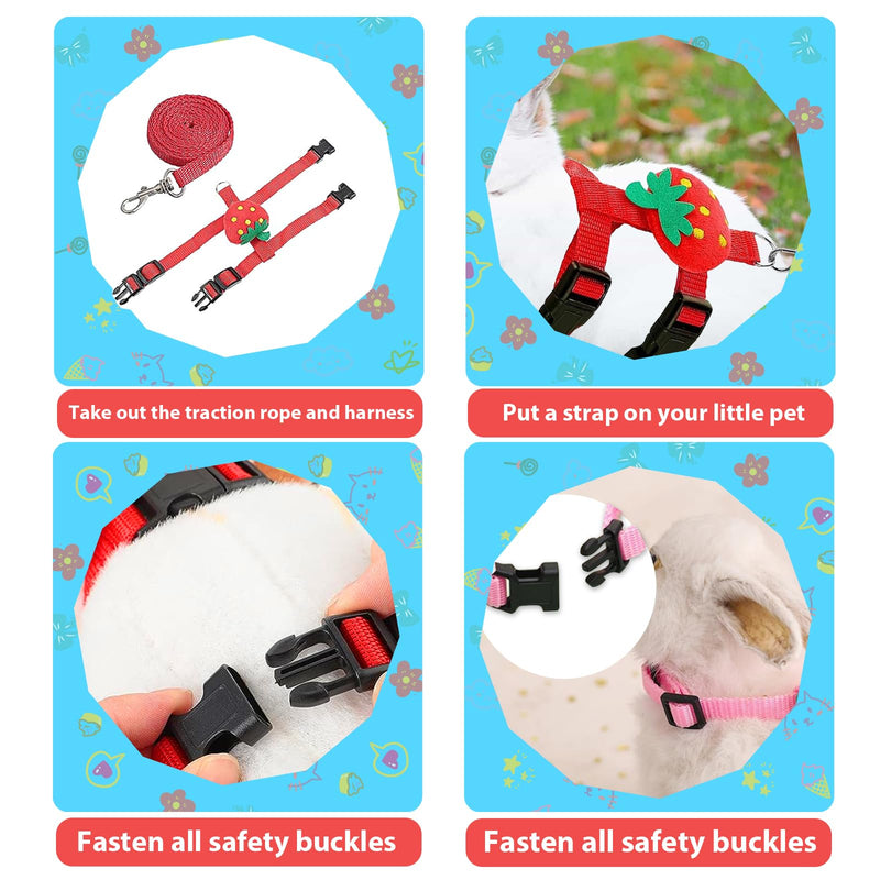 4 Sets Adjustable Bunny Rabbit Harness and Leash Set Small Pet Cute Vest Harness Leash Ferret Harness Guinea Pig Harness Ferret Leash with Decorations for Bunny Kitten Puppy, Small Pets - PawsPlanet Australia