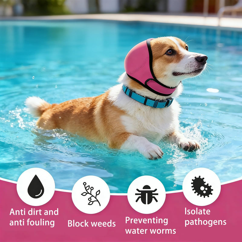 2 Pcs Dog Ear Defenders,Dog Snood Swim Ear Protectors,Waterproof Adjustable Warm,Calming Noise-Reducing Ears Muffs for Dogs(M)