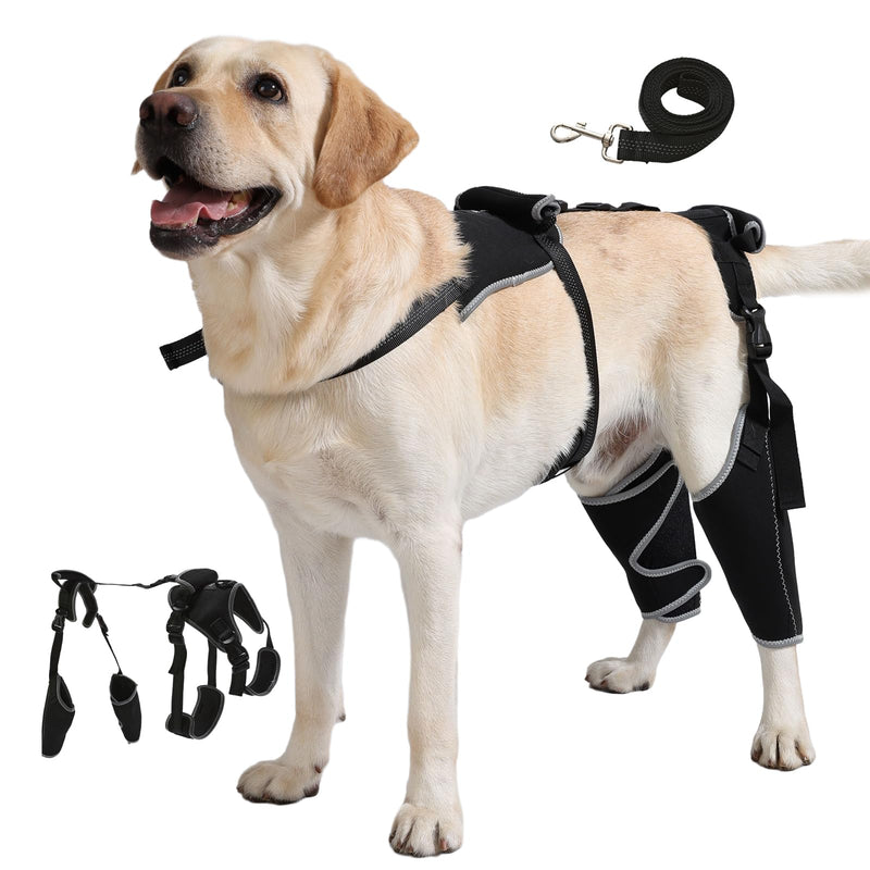 Dog Knee Brace with Adjustable Support Acl Hind Leg for Support with Cruciate Ligament Injury, luxating Patella,Arthritis,Dog Acl Knee Brace with Dog Chest Harness M Black01