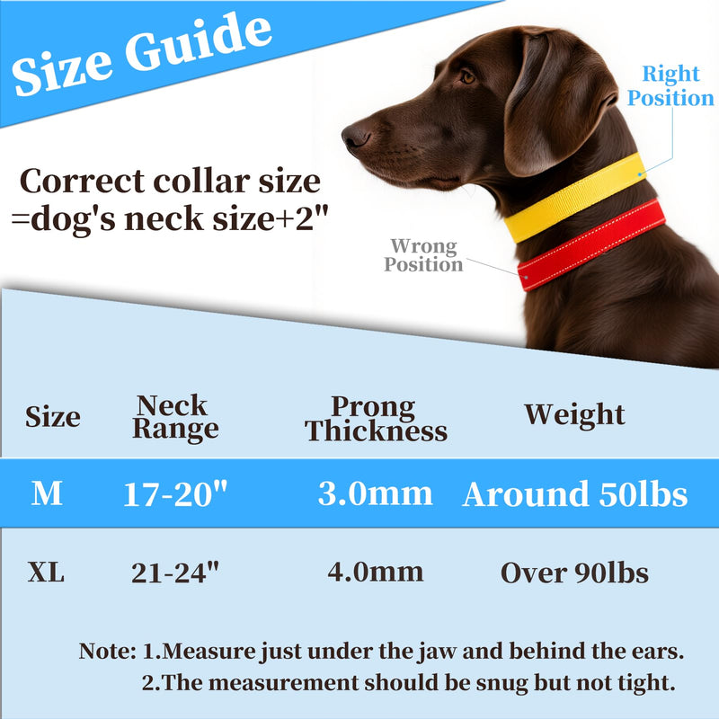 Dog Training Collar, Stainless Steel Collar with Quick Release Buckle, Adjustable Comfort Tip with Nylon Cover for Small Medium Large Dogs(Black,M(17-20”Neck,3mm)) M - PawsPlanet Australia