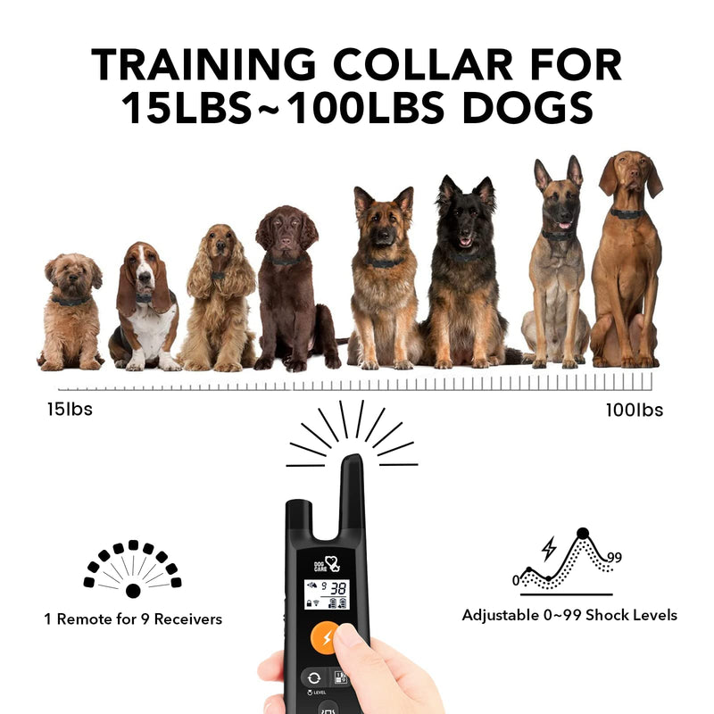 DOG CARE Dog Training Collar with Remote - Dog Shock Collar for All Dogs with 1800FT Remote, Rechargeable Dog Bark Collar with Beep/Vibration/Shock Modes, Security Lock, Rainproof [2023 Upgraded] Black 1 Pack(TC01) - PawsPlanet Australia