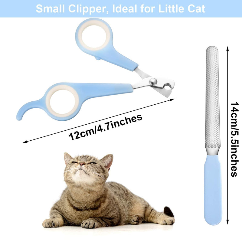 Mudder 4 Pieces Dog Nail Clippers Kit Dog Cat Pets Nail Clippers and Trimmers with Safety Guard to Avoid Over Cutting for Large Small Animals Pet Grooming (Blue and White)