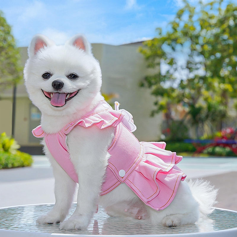 Dog Harness Leash Set Puppy Princess Dress with Bee Pin Pull Harness for Small Medium Dog Cat (Pink,XL) XL-Chest 17-19'' For 12-15 lb Pink - PawsPlanet Australia