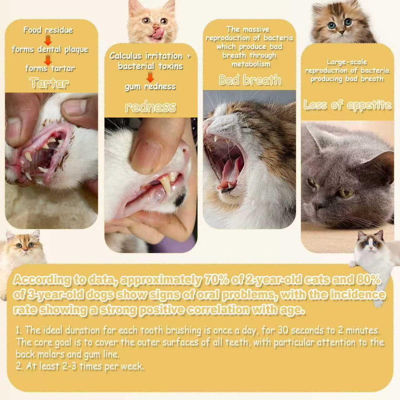 CGO Silicone 360° Toothbrush for Small Dogs & Cats - 3 Pack Round Head Pet Toothbrush, Gentle Chewable Brush with Soft Bristles, Dental Care Kit for Puppy Kitten Oral Hygiene (2 Orange, 1 Brown) 2 Orange and 1 Brown