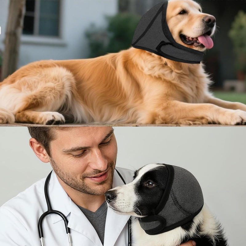 Dog Snood Ear Protectors, Comfort Dog Ear Muffs Noise Protection Calming Hood Cat Neck and Ears Warmer Ear Covers for Pet Anxiety Relief Calming Outdoor Indoor (M) M