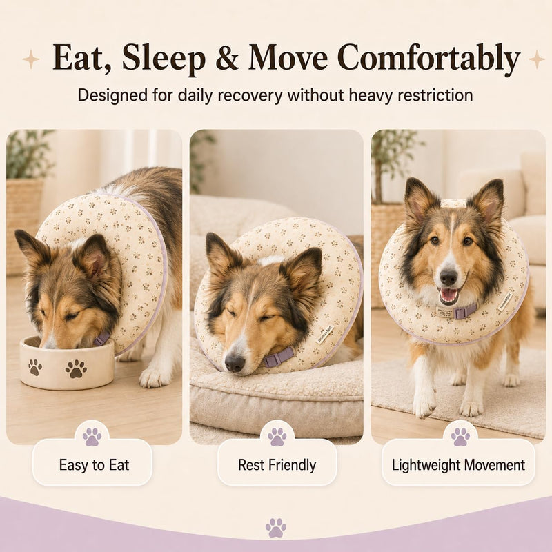 Deep Soft Recovery Collar for Dogs & Cats, Cotton Alternative to E-Collar, Adjustable Lightweight Pet Cone, Anti-Lick for Surgery & Wounds, Large (Neck 13"-16"), Flower
